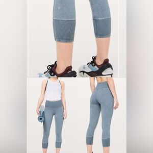 NWOT Lululemon Ribbed Wunder Under Crop 23"- Washed Moon Blue